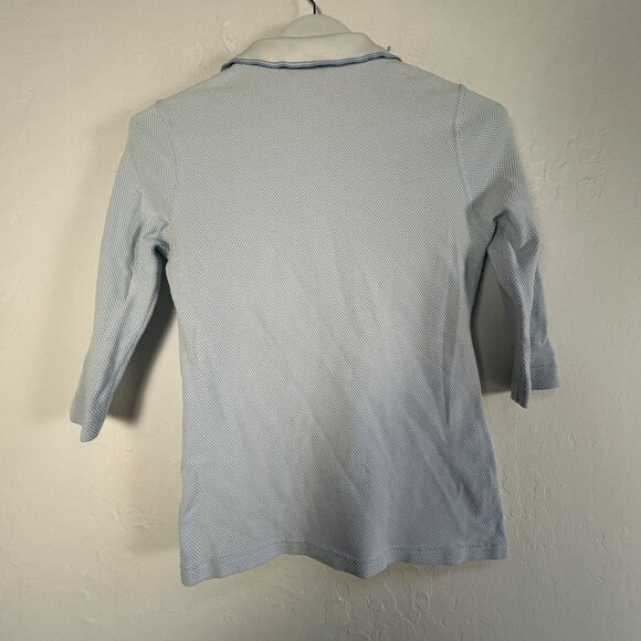 Golfino Womens Light Blue 3/4 Sleeve Gold Polo Shirt Size Medium US 10 Sporty - Picture 2 of 8
